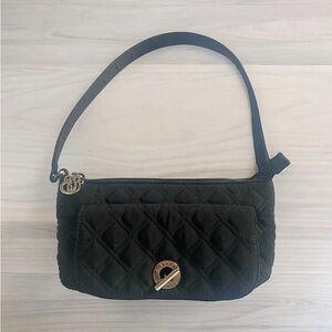 Vera Bradley Black Microfiber Quilted Stitch Shoulder Bag